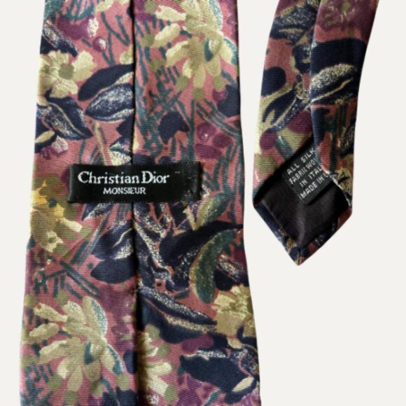 Rare Vintage Christian Dior Monsieur Silk Tie – Abstract Floral Pattern - Picture 2 of 2